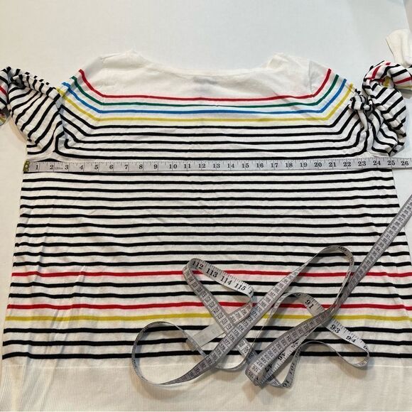Halogen Sweater White Rainbow Stripe Pima Cotton, New w/ Tags, Size 3X - Picture 10 of 10